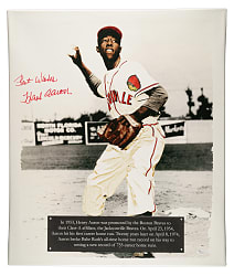 Hank Aaron Signed Canvas - JSA