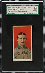 1909-1911 T206 White Border Frank Chance Portrait Red Background SGC VG/EX 50