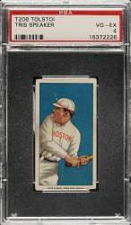 1909-1911 T206 White Border Tris Speaker Rookie PSA VG-EX 4 - Tolstoi Back - 1 of 2 - Highest Graded!