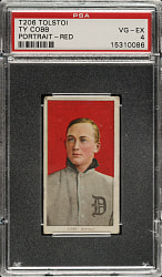1909-1911 T206 White Border Ty Cobb Portrait Red Background PSA VG-EX 4 - Tolstoi Back