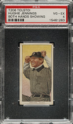 1909-1911 T206 White Border Hughie Jennings Both Hands Showing PSA VG-EX 4 - Tolstoi Back