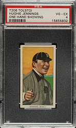 1909-1911 T206 White Border Hughie Jennings One Hand Showing PSA VG-EX 4 - Tolstoi Back