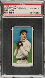 1909-1911 T206 White Border Christy Mathewson Dark Cap PSA VG-EX 4 - Cycle 350 Back