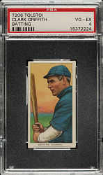 1909-1911 T206 White Border Clark Griffith Batting PSA VG-EX 4 - Tolstoi Back