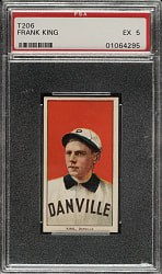 1909-1911 T206 White Border Frank King Southern Leaguer PSA EX 5