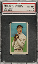 1909-1911 T206 White Border Christy Mathewson Dark Cap PSA EX-MT 6