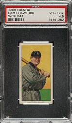 1909-1911 T206 White Border Sam Crawford with Bat PSA VG-EX+ 4.5 - Tolstoi Back