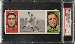1912 T202 Hassan Triple Folder "Chance Beats Out a Hit" Frank Chance/Shean PSA NM 7