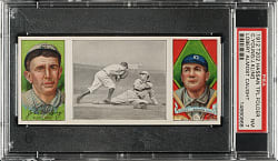 1912 T202 Hassan Triple Folder "Lobert Almost Caught" Cy Young/Kling PSA NM 7