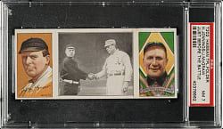 1912 T202 Hassan Triple Folder "Just Before The Battle" Hugh Jennings/John McGraw PSA NM 7