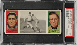 1912 T202 Hassan Triple Folder "Chance Beats Out a Hit" Frank Chance/Shean PSA NM 7