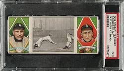 1912 T202 Hassan Triple Folder "Fast Work at Third" Ty Cobb/O'Leary PSA EX 5