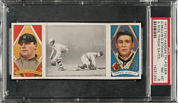 1912 T202 Hassan Triple Folder "A Wide Throw Saves Crawford" Stanage/Mullin PSA NM-MT 8 - Highest Graded!