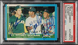 Signed 1987 Fleer #633 Jim Rice, Jose Canseco and Kirby Puckett - PSA/DNA