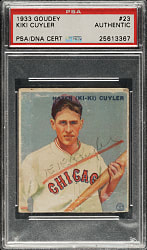 Signed 1933 R319 Goudey #23 Kiki Cuyler - PSA/DNA