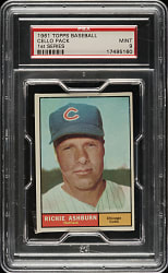 1961 Topps Unopened Cello Pack PSA MINT 9 - Richie Ashburn on Top