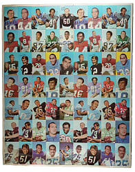 1970 Topps Super Football Blank Back Uncut Proof Sheet (63 Cards) Including a Complete Set