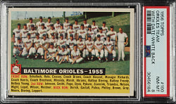 1956 Topps #100 Baltimore Orioles Team With Date White Back PSA NM-MT 8
