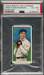 1909-1911 T206 White Border Christy Mathewson Dark Cap PSA EX-MT 6 - American Beauty 350 Back