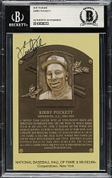 Kirby Puckett Signed Yellow Hall of Fame Postcard - Beckett
