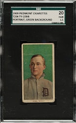 1909-1911 T206 White Border Ty Cobb Portrait Green Background SGC FAIR 20