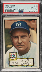 1952 Topps #48 Joe Page Incorrect Bio (Sain) Black Back PSA EX-MT 6