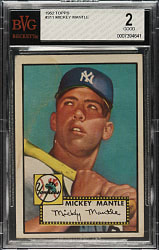 1952 Topps #311 Mickey Mantle BVG GOOD 2