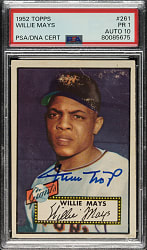 Signed 1952 Topps #261 Willie Mays PSA POOR 1 with GEM MINT 10 Signature