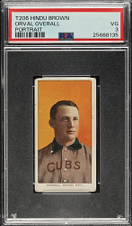 1909-1911 T206 White Border Orval Overall Portrait PSA VG 3 - Brown Hindu Back - 1 of 2 - Highest Graded!