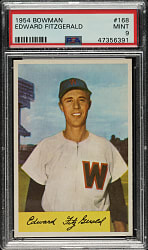 1954 Bowman #168 Ed Fitzgerald PSA MINT 9 - Highest Graded!