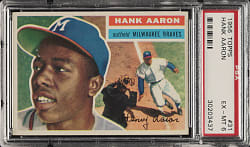 1956 Topps #31 Hank Aaron Gray Back PSA EX-MT 6