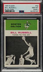 1961-1962 Fleer Basketball #62 Bill Russell In Action PSA NM-MT 8 (MC)