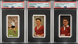 1958 National Spastics Society Soccer Manchester United PSA-Graded Trio: Taylor, Byrne, and Edwards