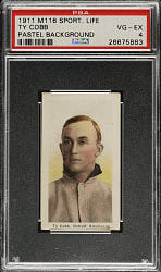1910-1911 M116 Sporting Life Ty Cobb Pastel Background PSA VG-EX 4