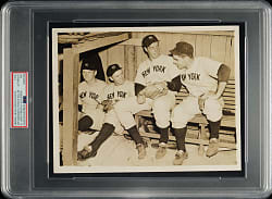 1941 New York Yankees Dugout with Joe DiMaggio Original Associated Press News Service Photograph PSA/DNA Type I
