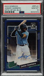 2023 Panini Donruss Optic Rated Prospect Signatures #RPS-JC Junior Caminero Rookie Blue #2/75 PSA GEM MINT 10