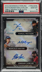 2022 Bowman Sterling Triple Refractor Autographs #TRA-WML Kahlil Watson, Marcelo Mayer, Jordan Lawlar #8/25 PSA GEM MINT 10
