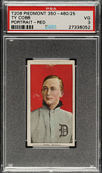 1909-1911 T206 White Border Ty Cobb Portrait Red Background PSA VG 3