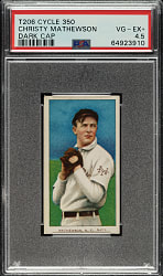 1909-1911 T206 White Border Christy Mathewson Dark Cap PSA VG-EX+ 4.5 - Cycle 350 Back