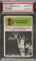 1961-1962 Fleer Basketball #47 Wilt Chamberlain In Action PSA NM-MT 8
