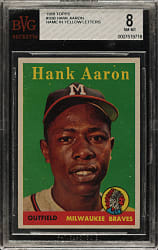 1958 Topps #30 Hank Aaron Yellow Letters BVG NM-MT 8 - Highest Graded!