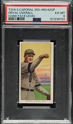 1909-1911 T206 White Border Orval Overall Hand At Face Level PSA EX-MT 6