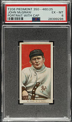 1909-1911 T206 White Border John McGraw Portrait with Cap PSA EX-MT 6