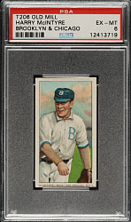 1909-1911 T206 White Border Harry McIntyre Brooklyn & Chicago PSA EX-MT 6 - Old Mill Back