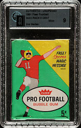 1961 Fleer Football Second Series Unopened Wax Pack GAI MINT 9