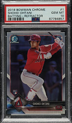 2018 Bowman Chrome #1 Shohei Ohtani Batting Rookie Refractor #302/499 PSA GEM MINT 10