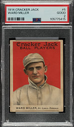 1914 E145 Cracker Jack #5 Ward Miller PSA GOOD 2