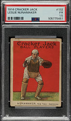 1914 E145 Cracker Jack #132 Leslie Nunamaker PSA FAIR 1.5