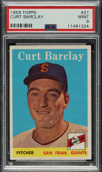 1958 Topps #21 Curt Barclay PSA MINT 9 - Highest Graded!