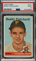1958 Topps #151 Buddy Pritchard PSA MINT 9 - Highest Graded!
